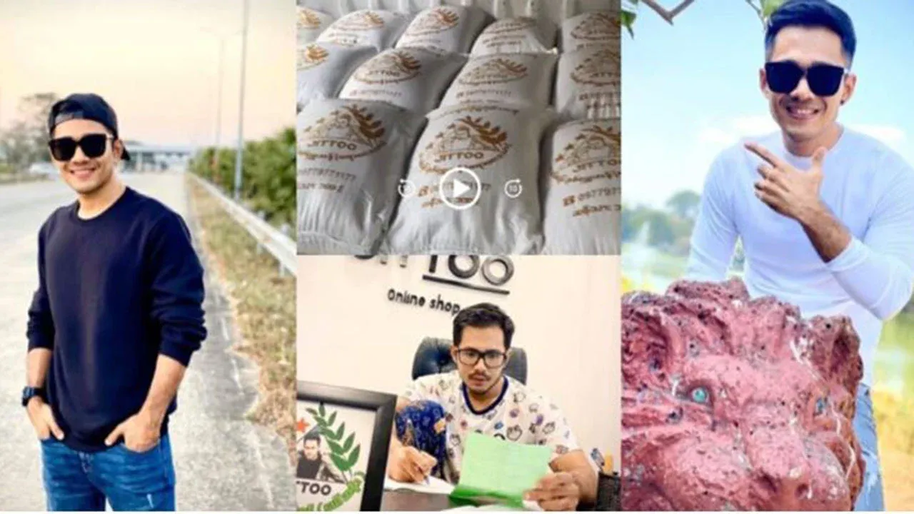 Nay Dway prepares to donate bags of rice to people in the month